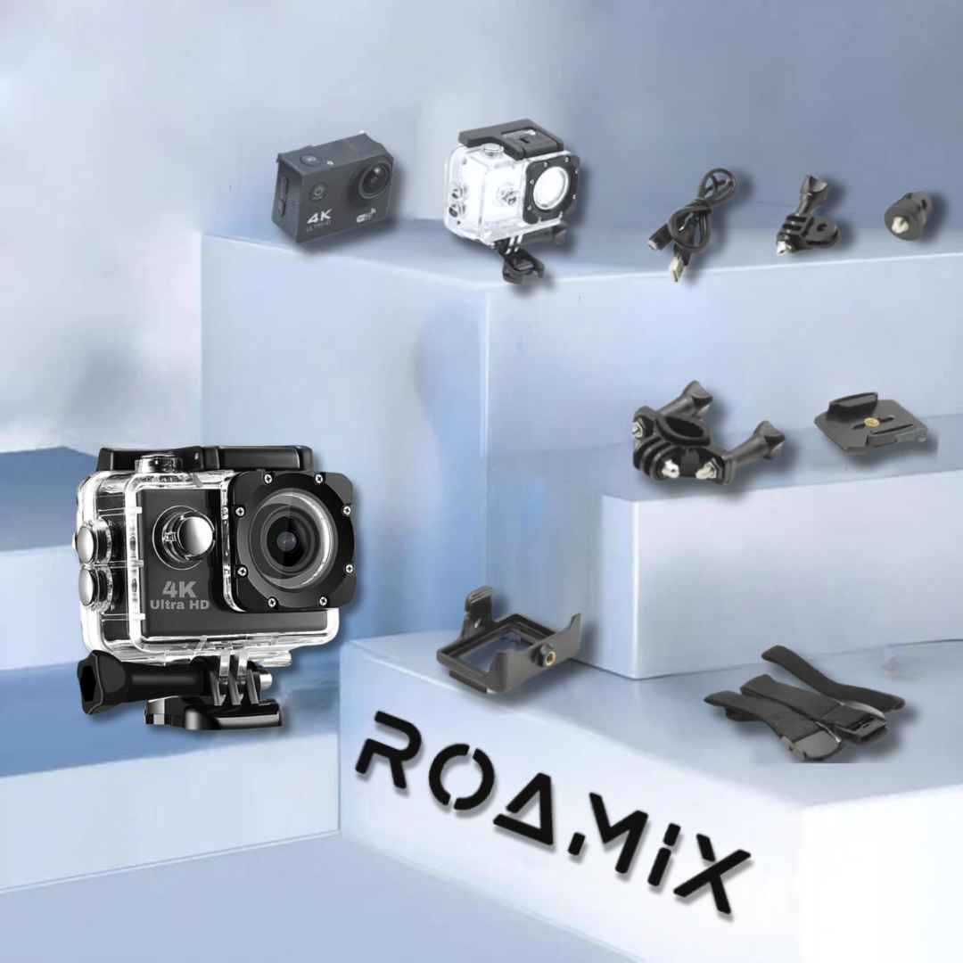 Roamix Vision+ 4K – Robust Actionkamera med Skarp Lyd & Fleksibel Montering