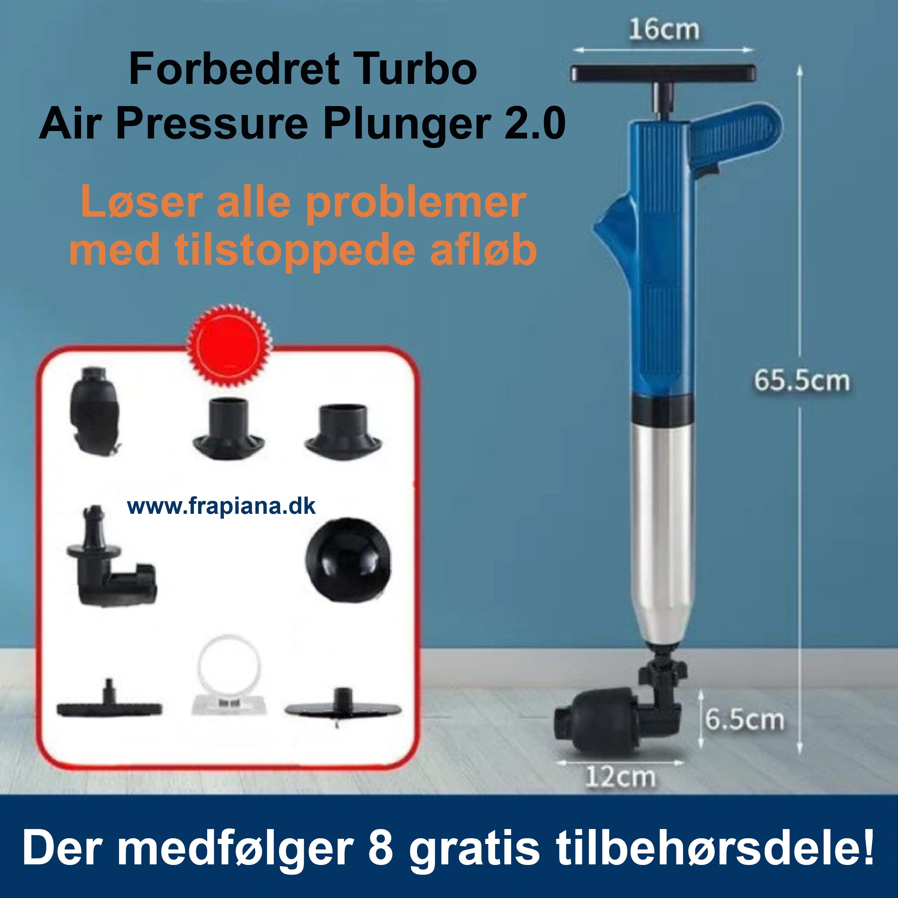 Improved Turbo Air Pressure Plunger 2.0™ - Renser alle tilstoppede afløb!