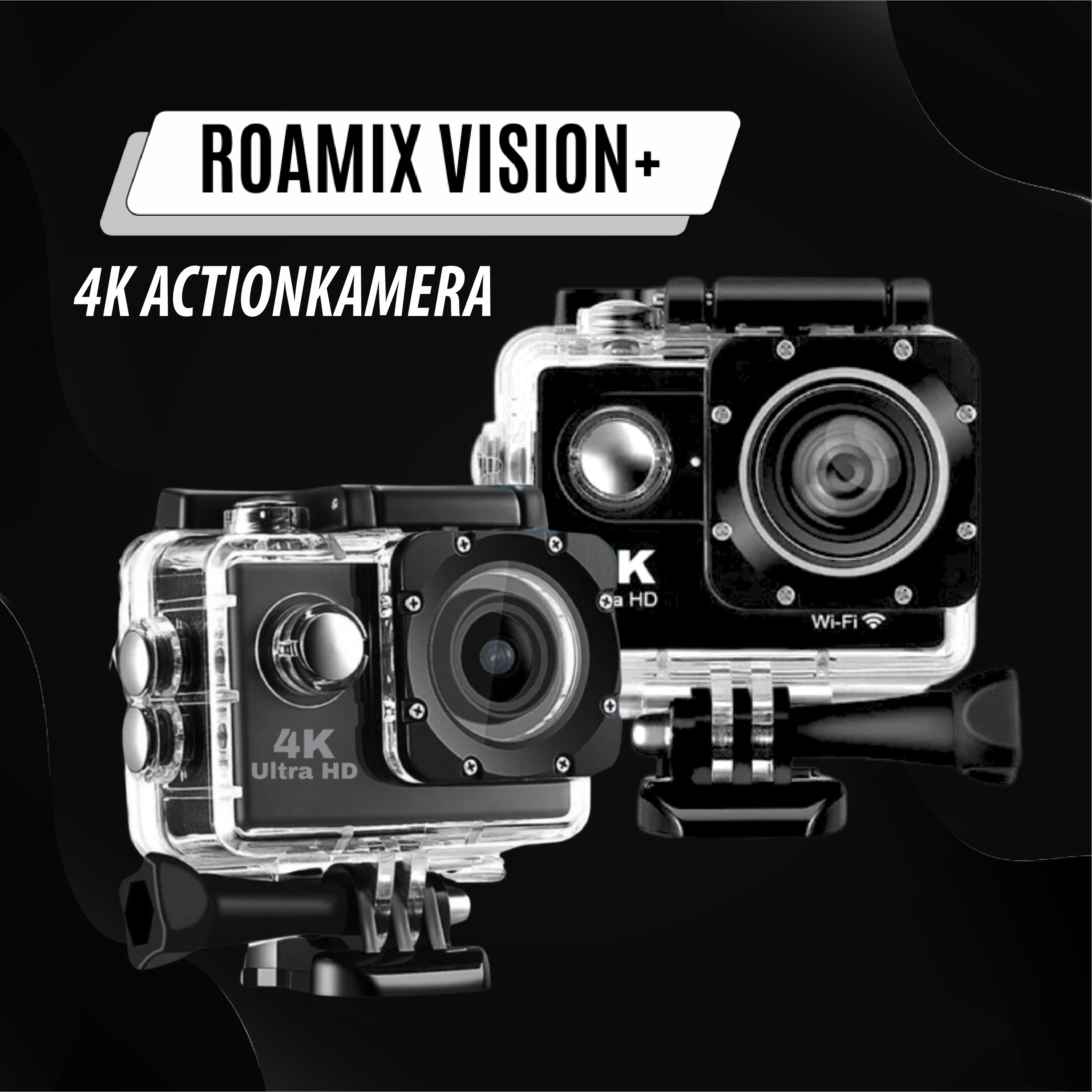 Roamix Vision+ 4K – Robust Actionkamera med Skarp Lyd & Fleksibel Montering