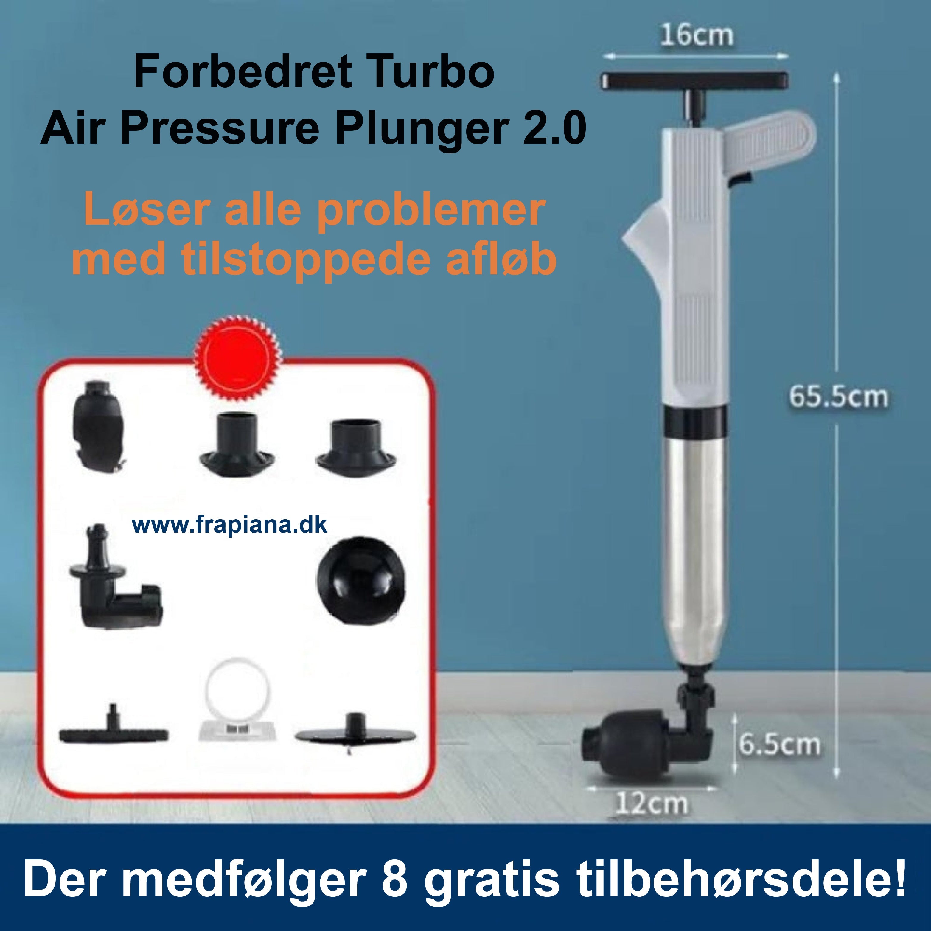 Improved Turbo Air Pressure Plunger 2.0™ - Renser alle tilstoppede afløb!