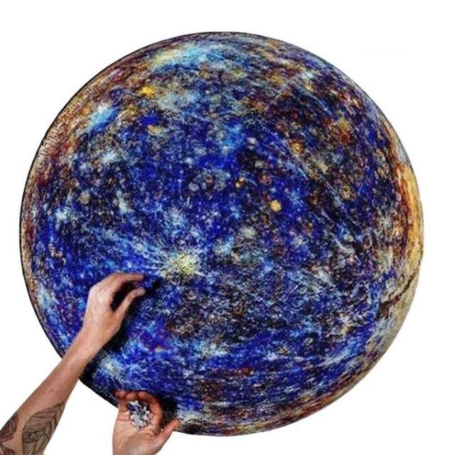 LuxHome Rundt Puslespil – 1000 Brikker | Månen, Mars, Venus & Jorden | 68 cm i Diameter