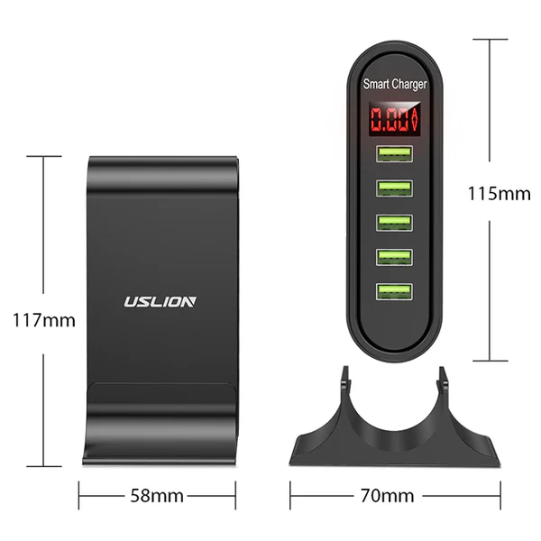 5-Port USB-ladestation – Hurtig og effektiv oplader til flere enheder i hjemmet og på kontoret